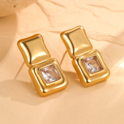 18K Gold Vacuum-Plated High-End Designer Earrings