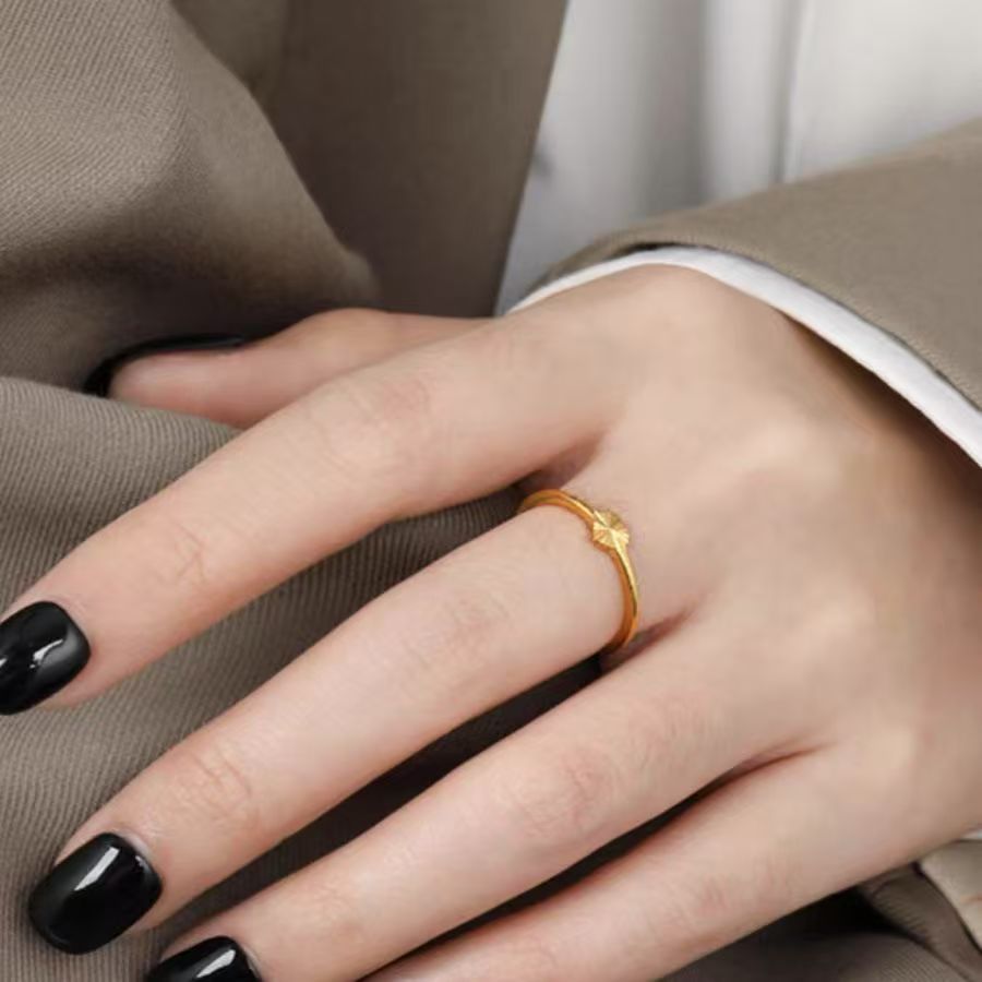 Colorfast Laser-Printed Little Heart Ring For Women