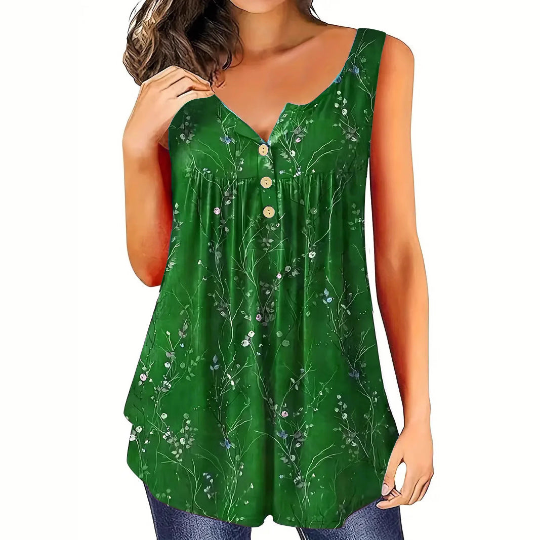 Women's Casual Loose-Fit Buttoned V-Neck Vest