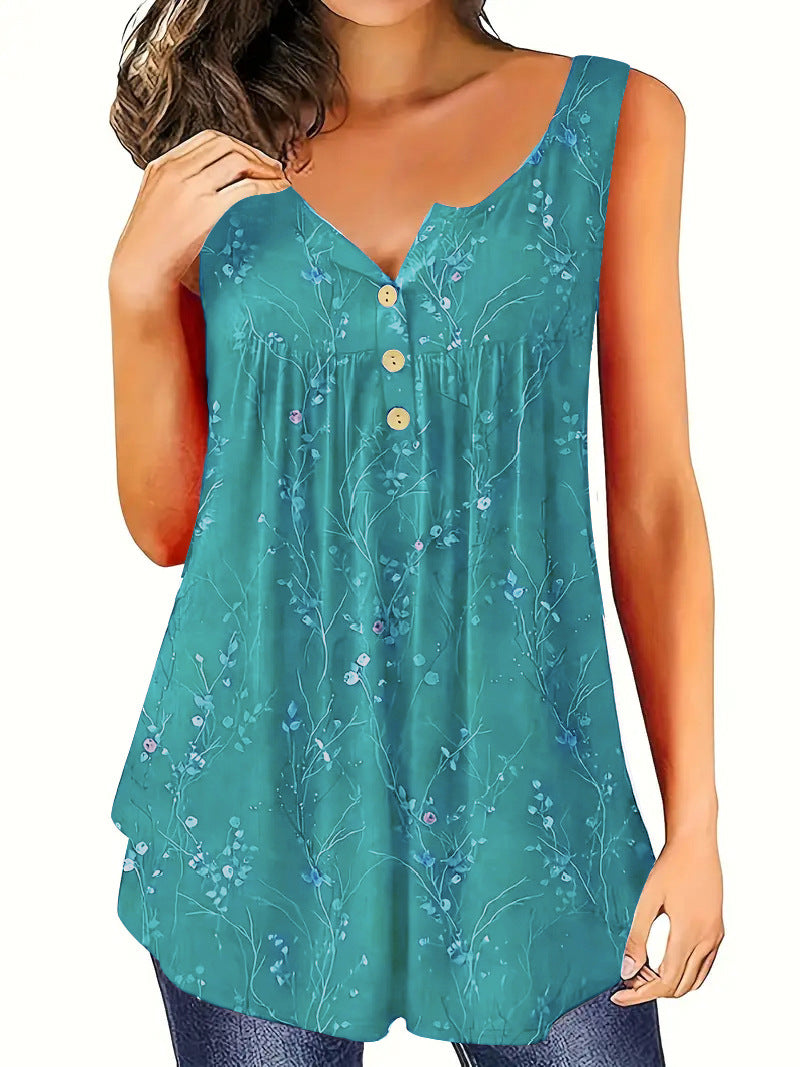 Women's Casual Loose-Fit Buttoned V-Neck Vest