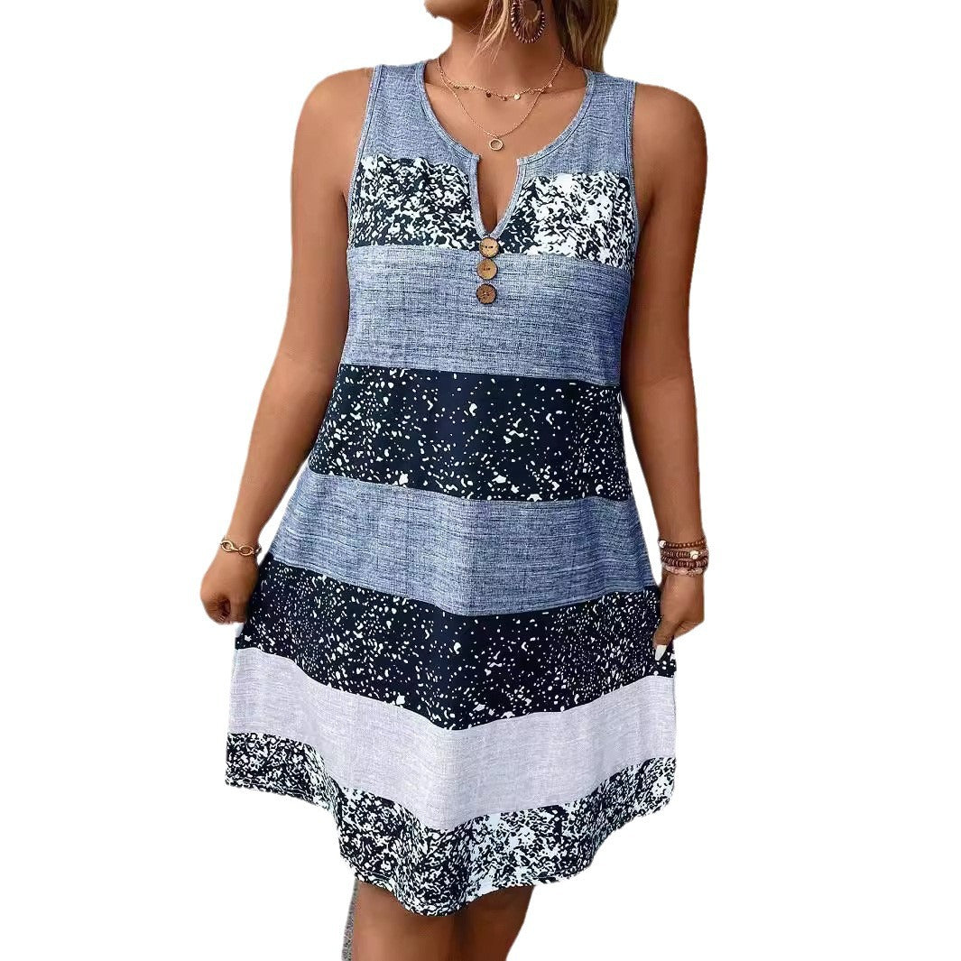 Women's Striped Sleeveless Casual Vest Dress