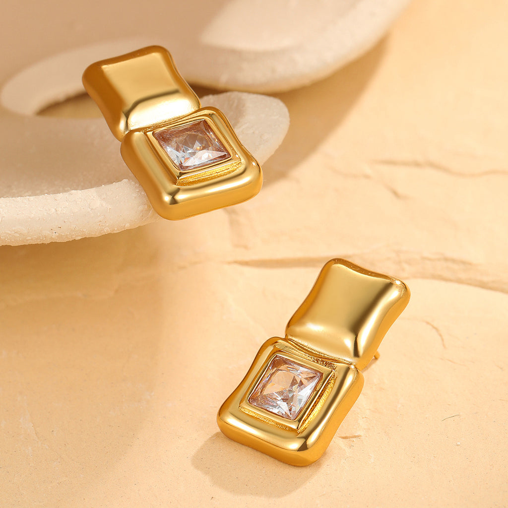 18K Gold Vacuum-Plated High-End Designer Earrings