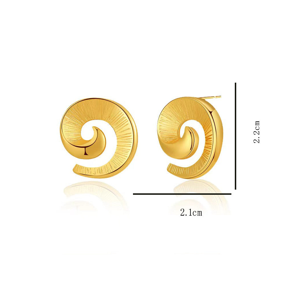 European And American Niche Design Minimalist Swirl-Shaped Unique Earrings