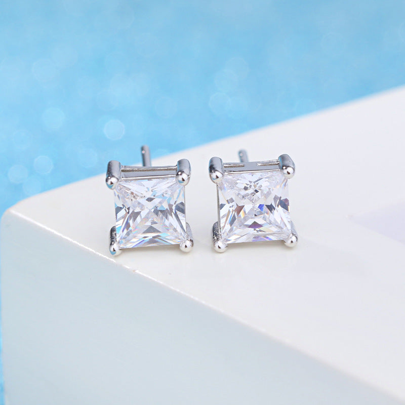 Four-claw Stud Earrings Trendy Silver Jewelry