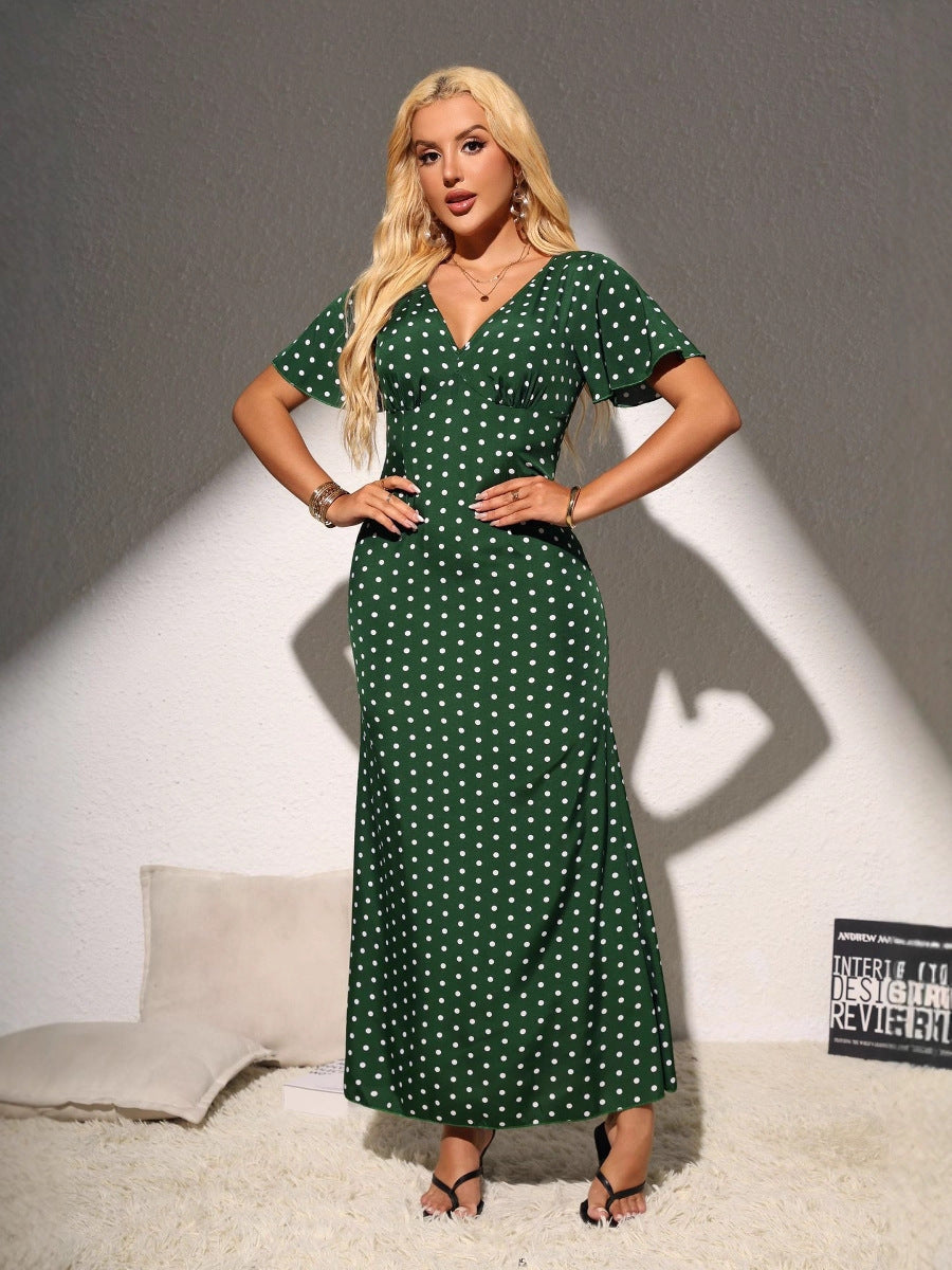 Summer Slim-fit Ruffle Hem Fishtail Maxi Dress