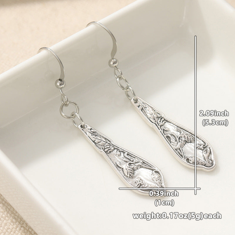 Retro Spoon-Shaped Earrings In Copper And Silver Color