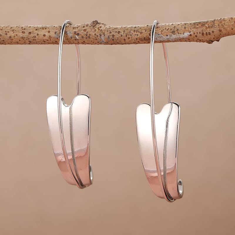 Retro Minimalist Silver Heart-Shaped Hook Party Statement Earrings