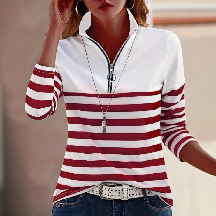 Outerwear Fashion Versatile Striped T-shirt For Layering