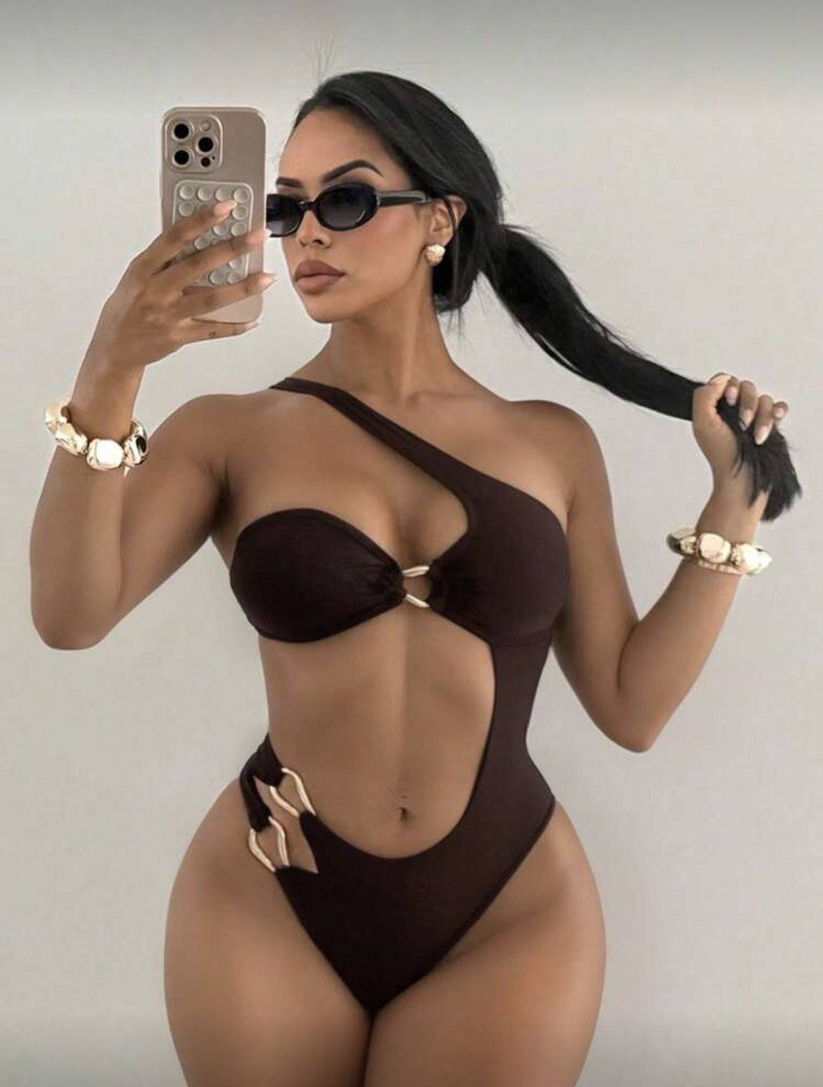 One-Piece Tube Top Bikini Solid Color Sexy Backless Cross-Border Swimsuit