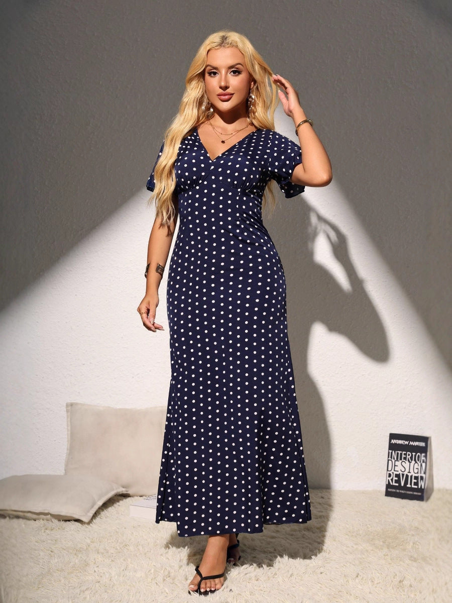 Summer Slim-fit Ruffle Hem Fishtail Maxi Dress