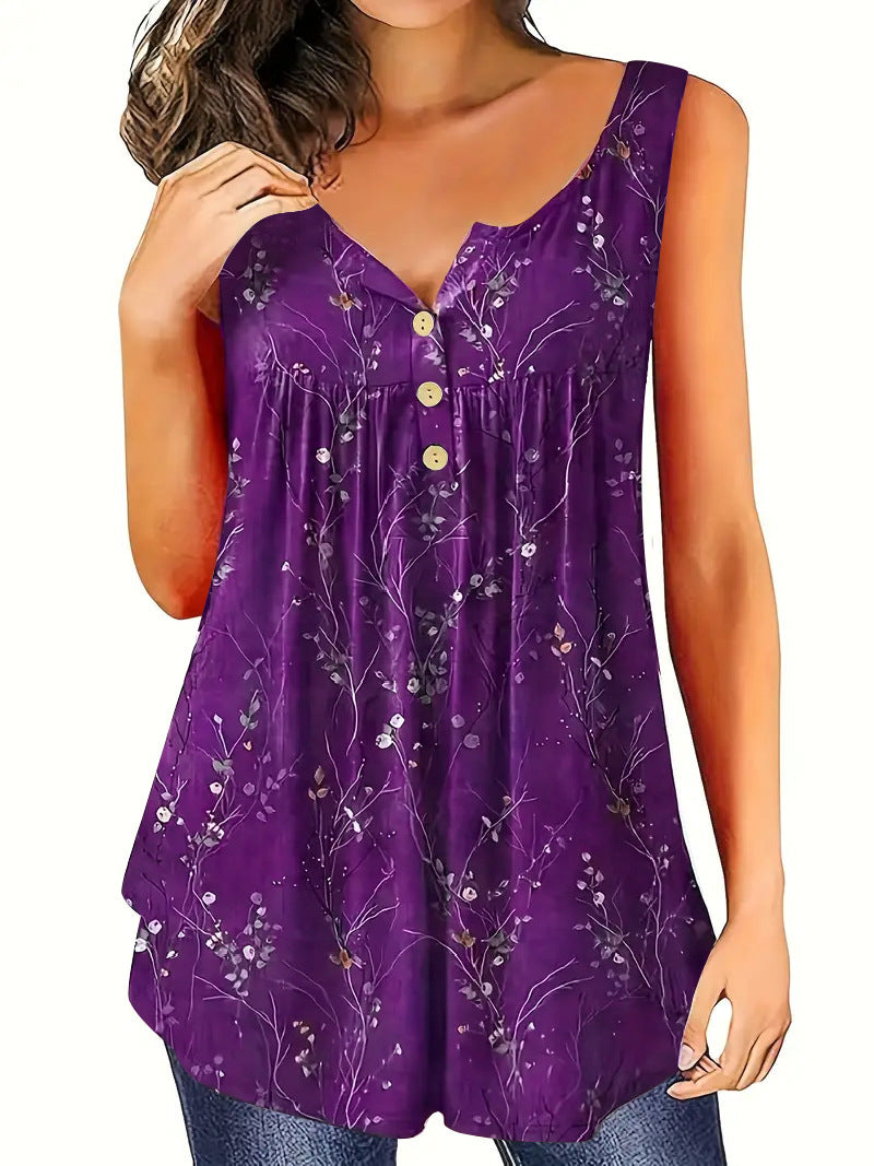 Women's Casual Loose-Fit Buttoned V-Neck Vest