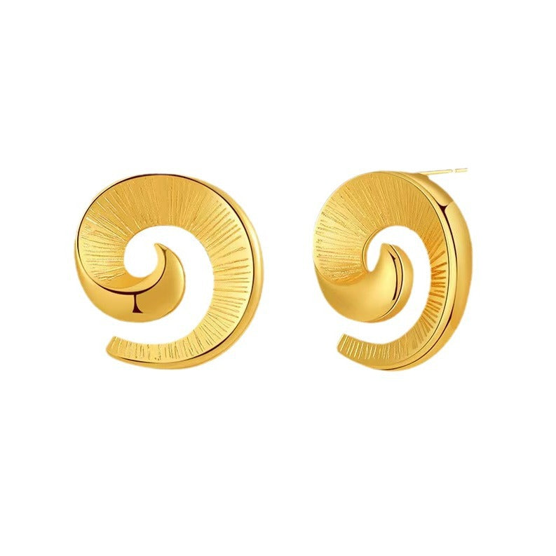 European And American Niche Design Minimalist Swirl-Shaped Unique Earrings