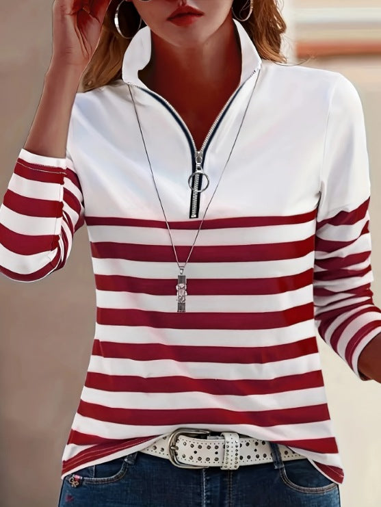 Outerwear Fashion Versatile Striped T-shirt For Layering