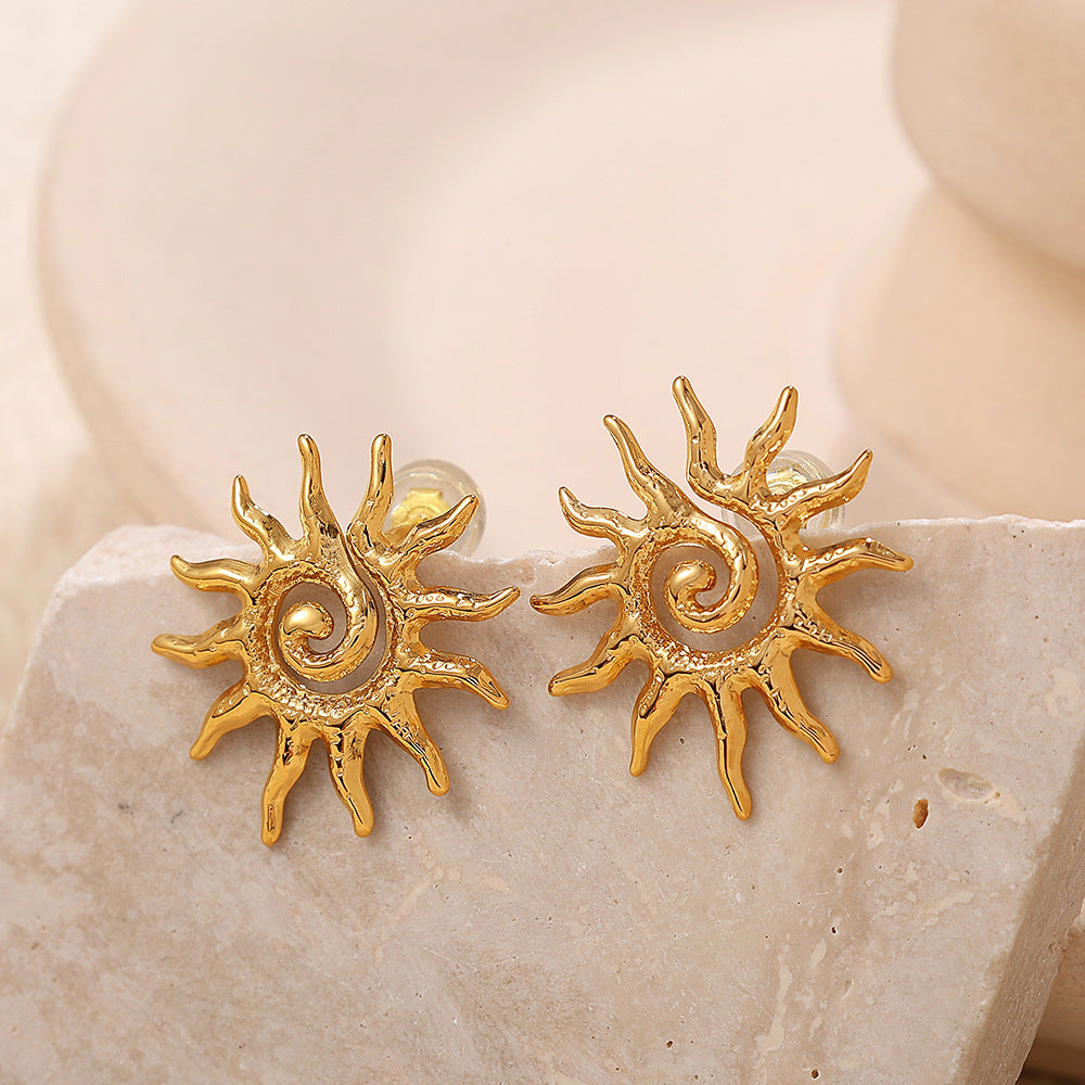 Minimalist Stainless Steel Sunflower Earrings