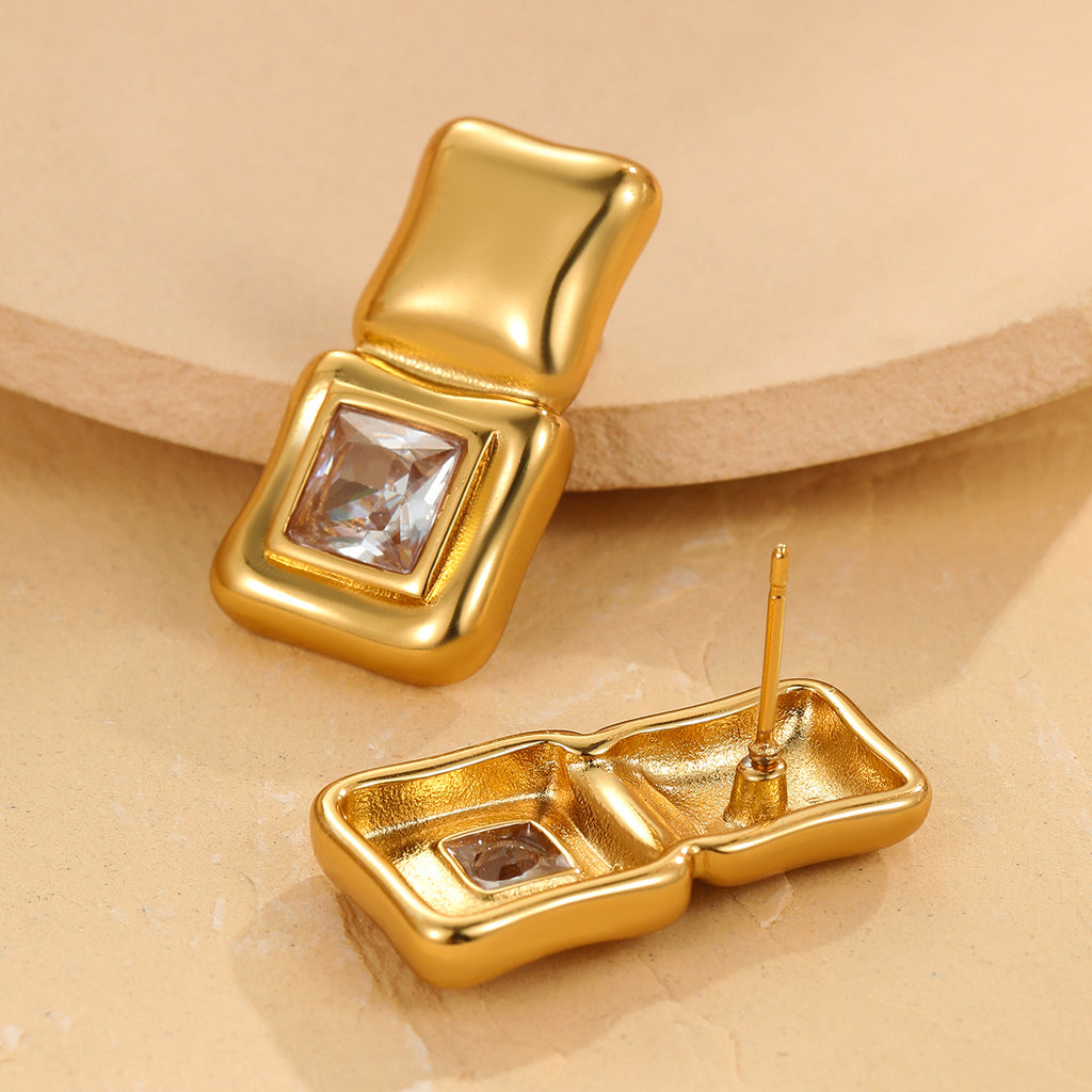 18K Gold Vacuum-Plated High-End Designer Earrings