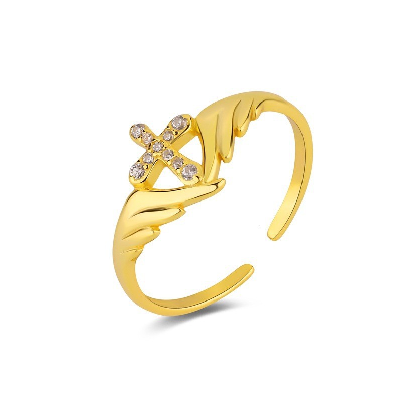 Angel Wings Cross Unique Punk Street-Style Open-End Index Finger Ring