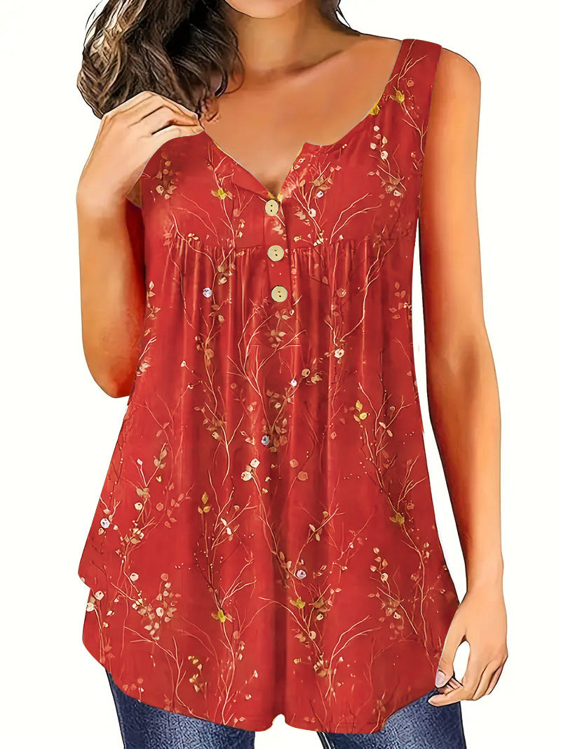 Women's Casual Loose-Fit Buttoned V-Neck Vest