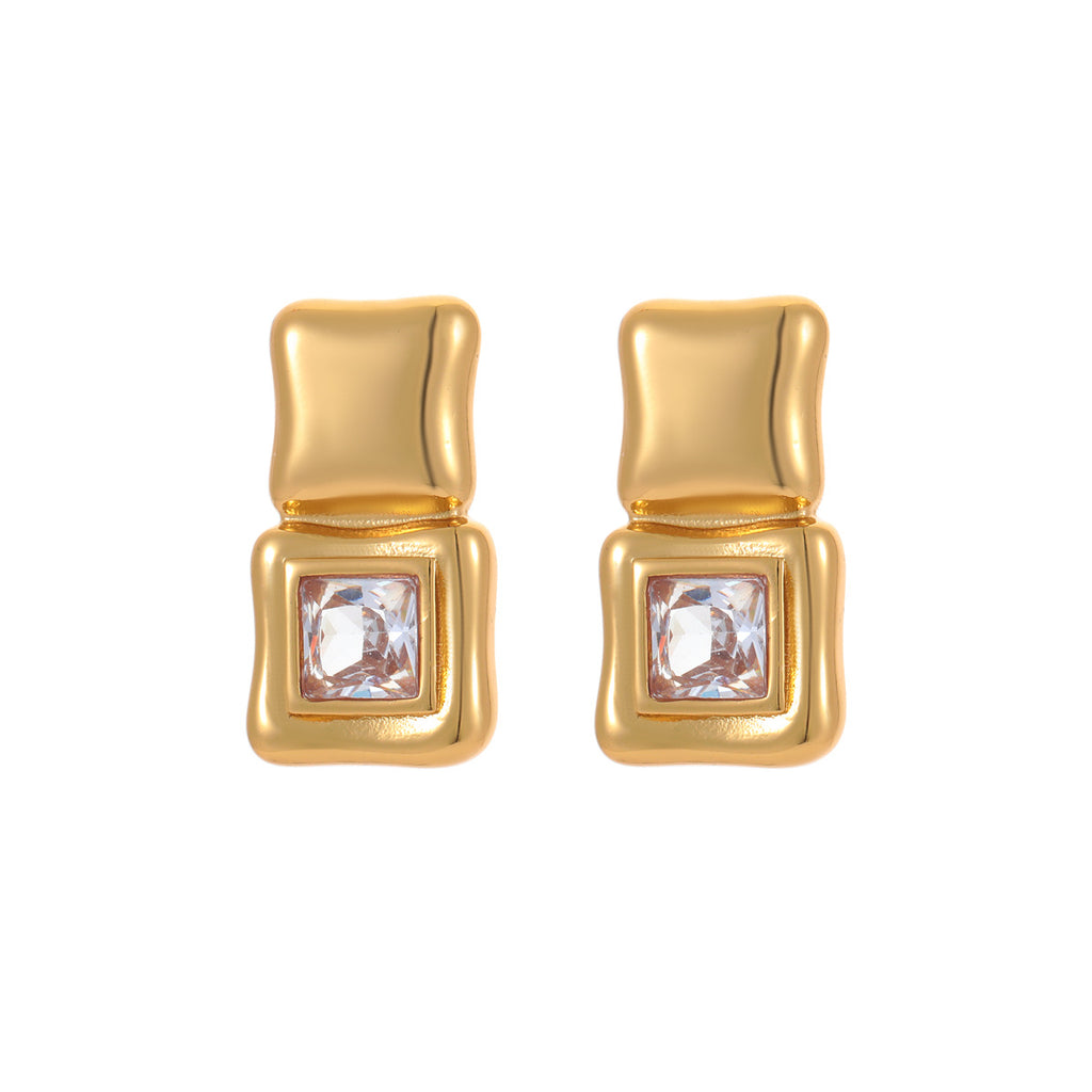18K Gold Vacuum-Plated High-End Designer Earrings