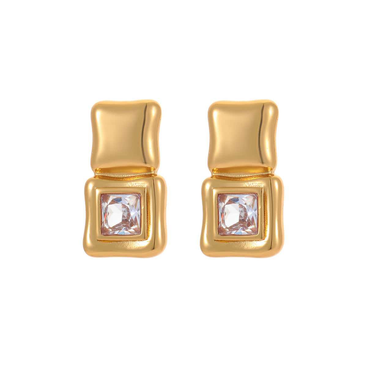 18K Gold Vacuum-Plated High-End Designer Earrings