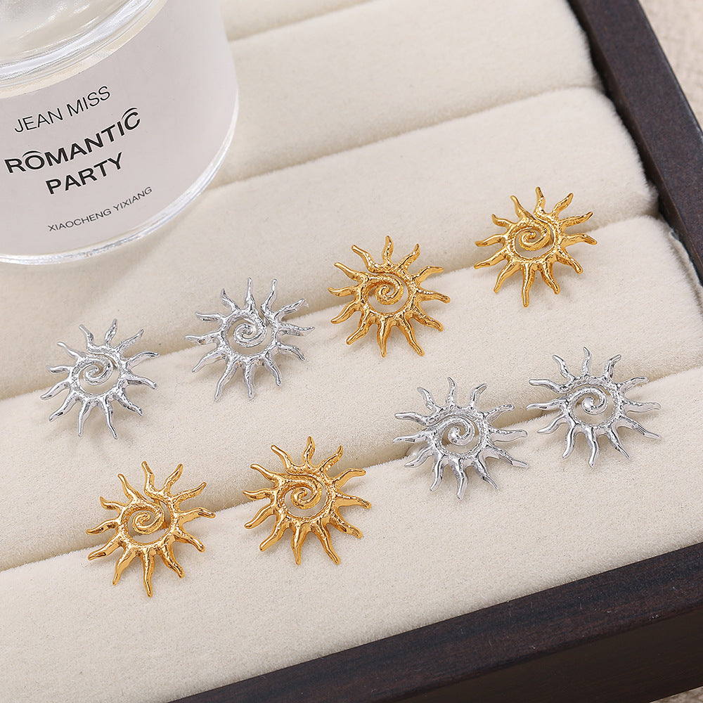 Minimalist Stainless Steel Sunflower Earrings