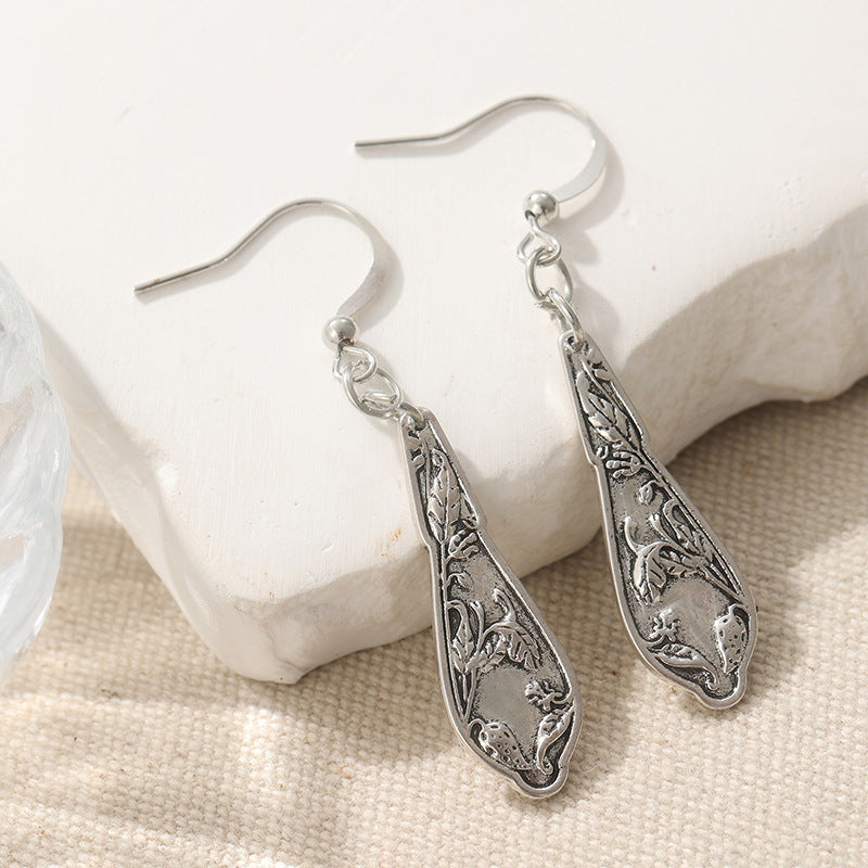 Retro Spoon-Shaped Earrings In Copper And Silver Color