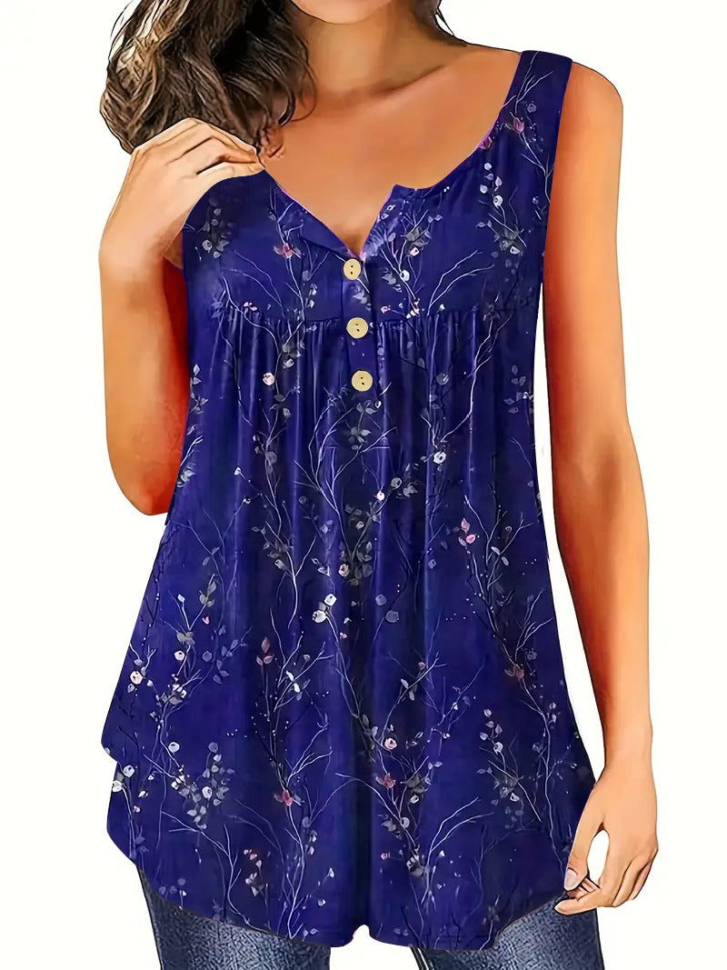 Women's Casual Loose-Fit Buttoned V-Neck Vest
