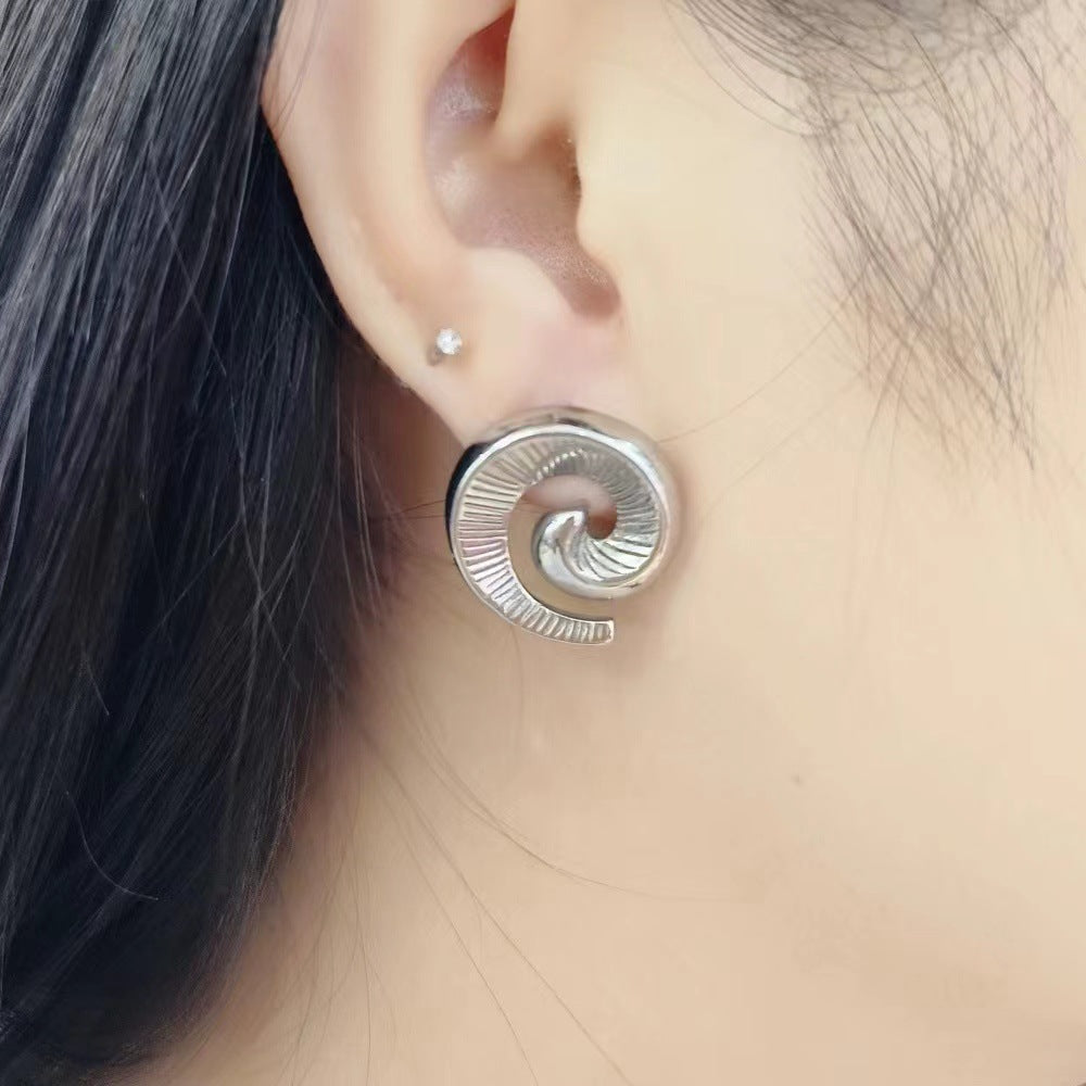 European And American Niche Design Minimalist Swirl-Shaped Unique Earrings