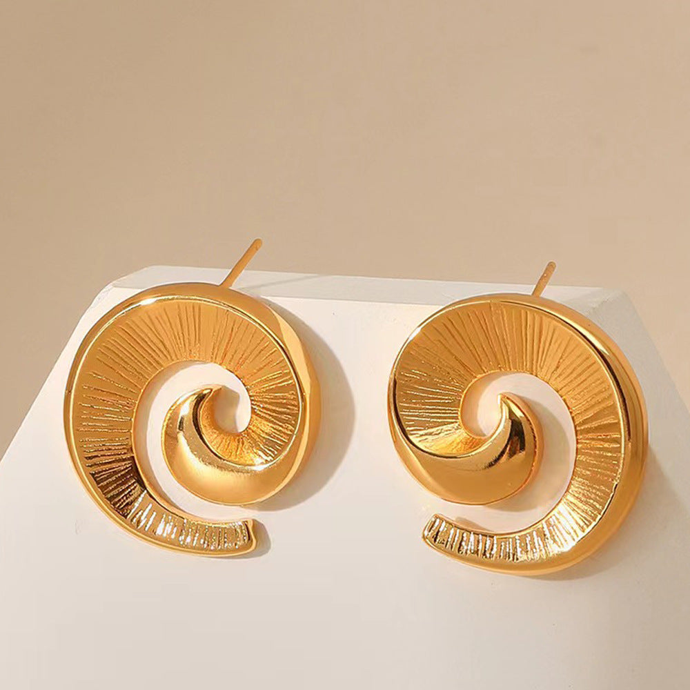 European And American Niche Design Minimalist Swirl-Shaped Unique Earrings
