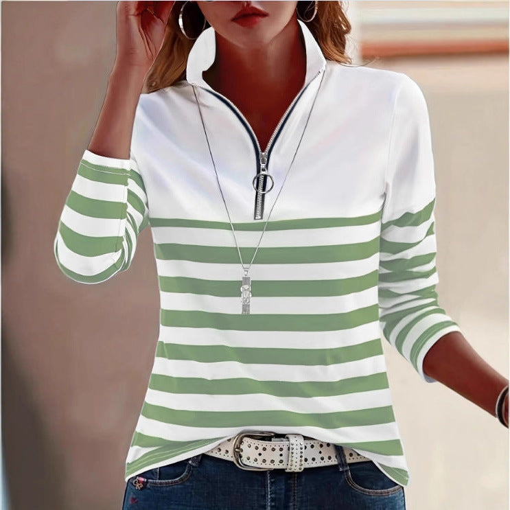 Outerwear Fashion Versatile Striped T-shirt For Layering
