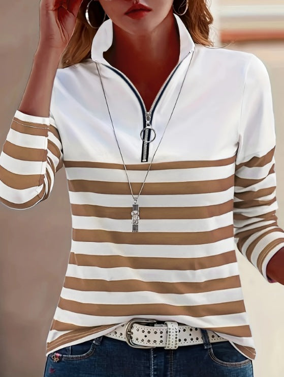 Outerwear Fashion Versatile Striped T-shirt For Layering