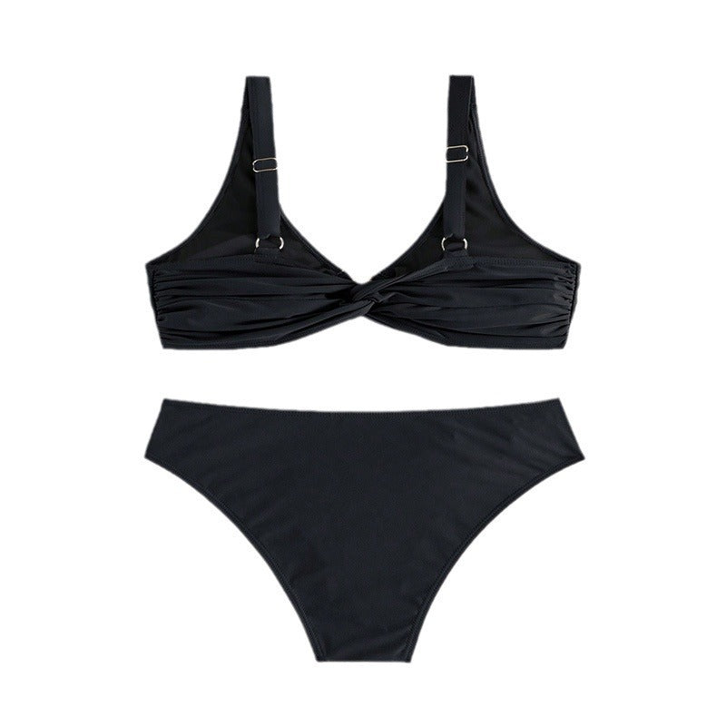 European And American Solid-Colored Strap Swimsuit Women