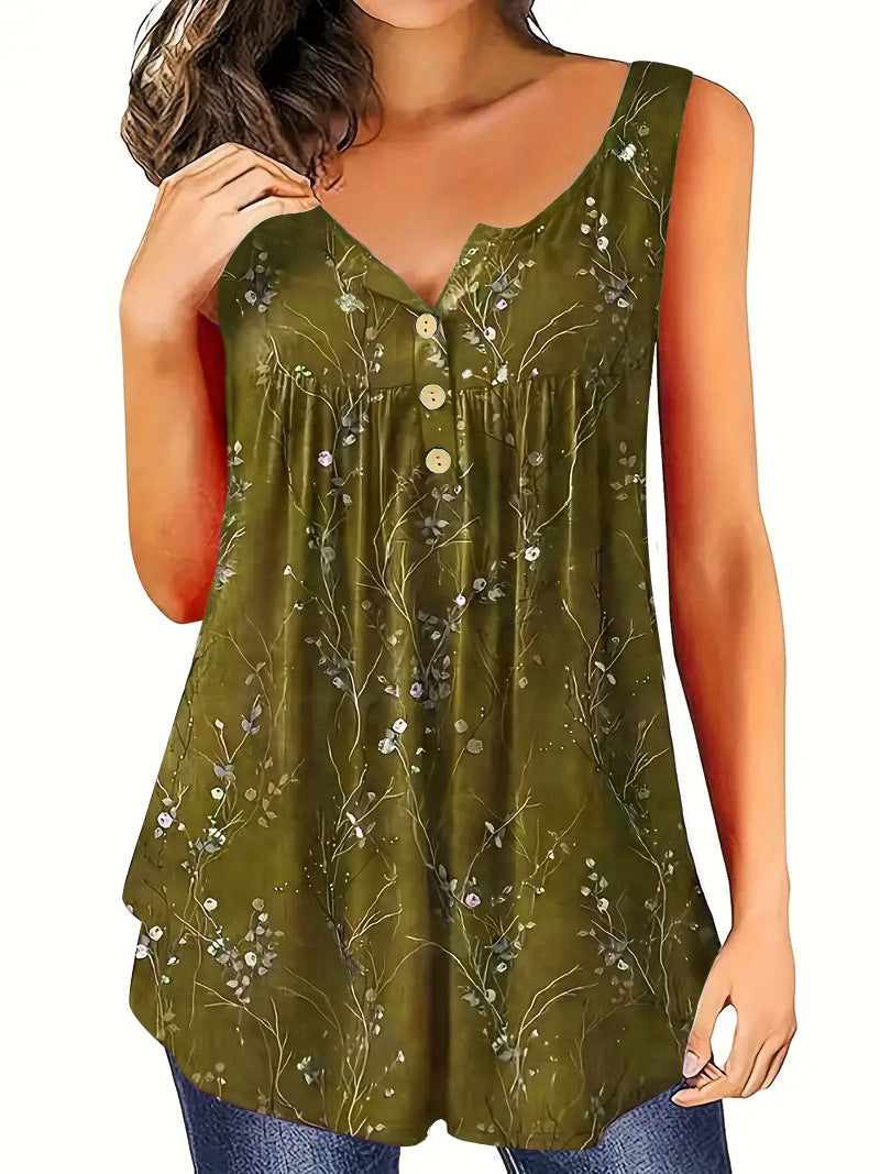 Women's Casual Loose-Fit Buttoned V-Neck Vest