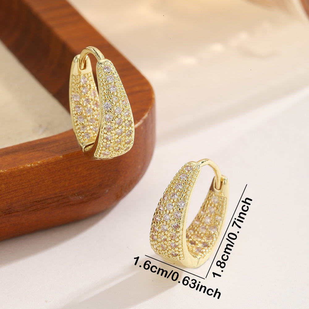 U-shaped Zircon Ear Clips Light Luxury Geometric Minimalist Copper Earrings